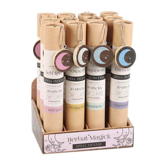 Set of 12 Herbal Magick Spell Incense Sticks with Display-Sociodigi