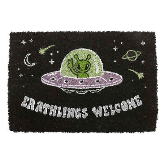 Black Earthlings Welcome Alien UFO Doormat