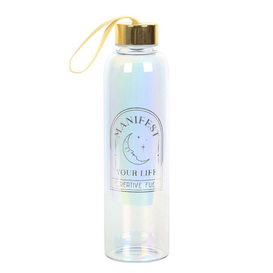 Manifest Your Life Iridescent Glass Water Bottle N/A