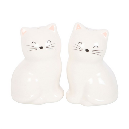 White Cat Shaped Salt and Pepper Shakers N/A