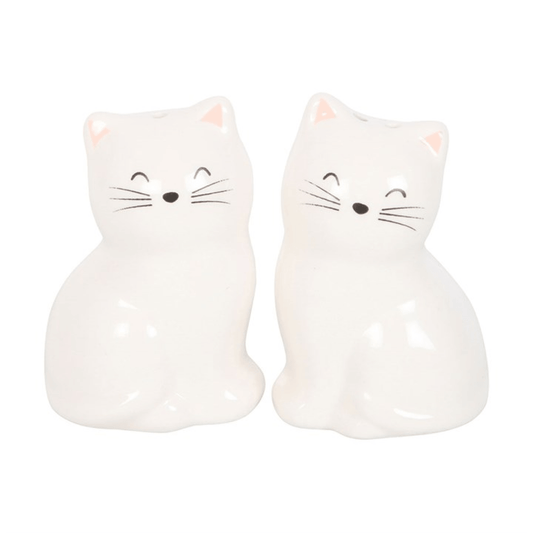 White Cat Shaped Salt and Pepper Shakers N/A