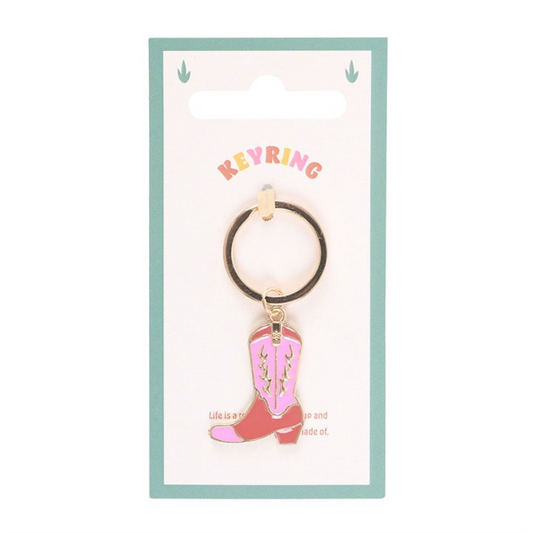 Pink Cowboy Boot Keyring N/A