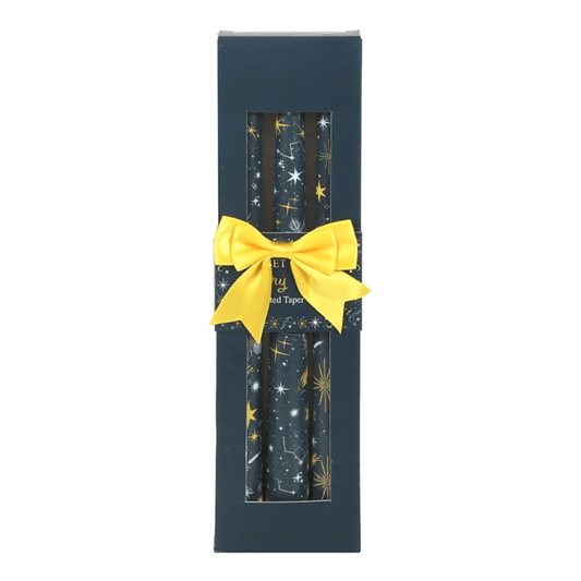 Set of 3 Starry Night Taper Candles N/A