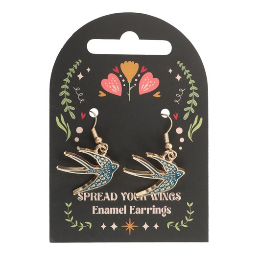 Blue Spread Your Wings Swallow Earrings N/A