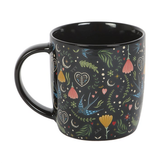 Black Midnight Bloom Print Mug N/A