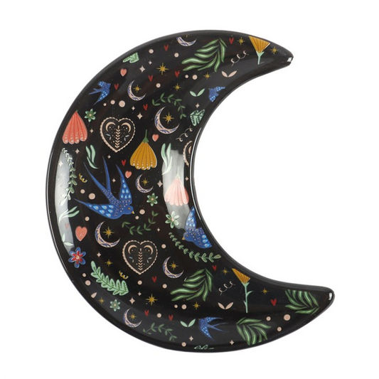 Midnight Bloom Crescent Moon Trinket Dish N/A