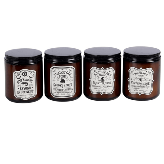Set of 4 Witch's Apothecary Amber Jar Candles