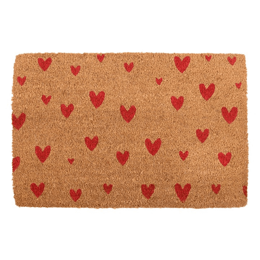 Natural Red Love Heart Doormat