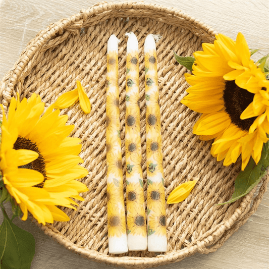 Set of 3 Sunflower Taper Candles N/A
