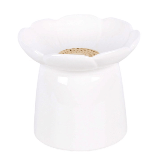 Peony oil burner and wax warmer in ceramic with floral design for fragrant oils and wax melts.