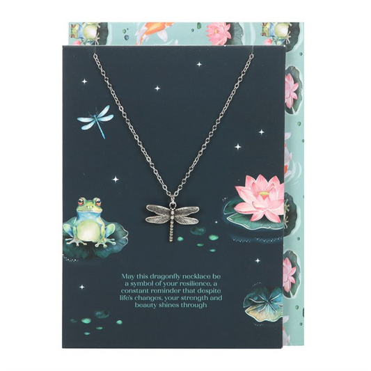 Dragonfly Necklace on Greeting Card N/A