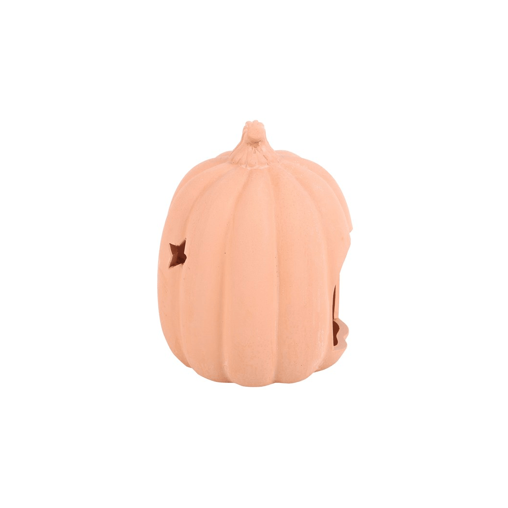 9cm terracotta pumpkin tealight holder with star cutouts for autumn decoration.