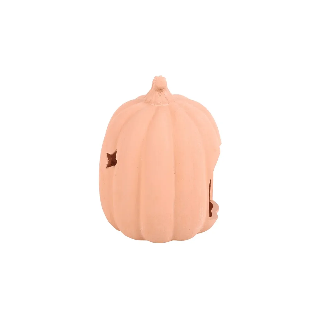 9cm terracotta pumpkin tealight holder with star cutouts for autumn decoration.