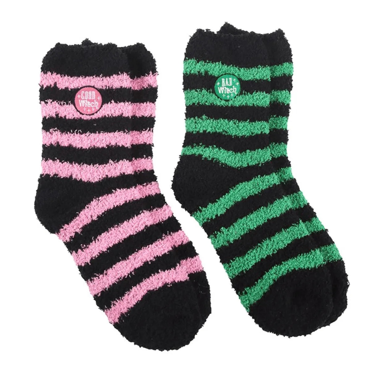 Set of 2 Good Witch and Bad Witch Fluffy Socks N/A