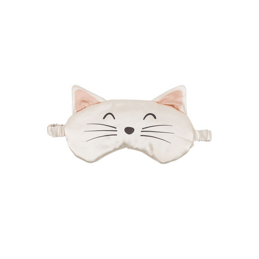 White Cat Face Satin Eye Mask