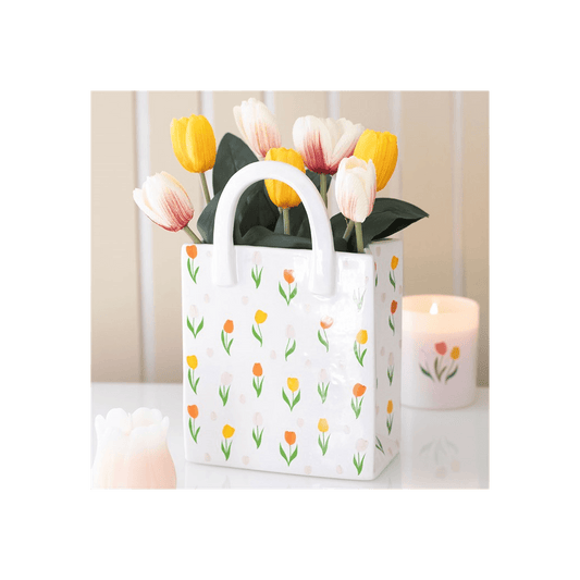 Tulip Print Pot Bag-Shaped Flower Vase