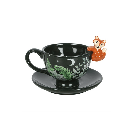 Green Forest Teacup with Fox