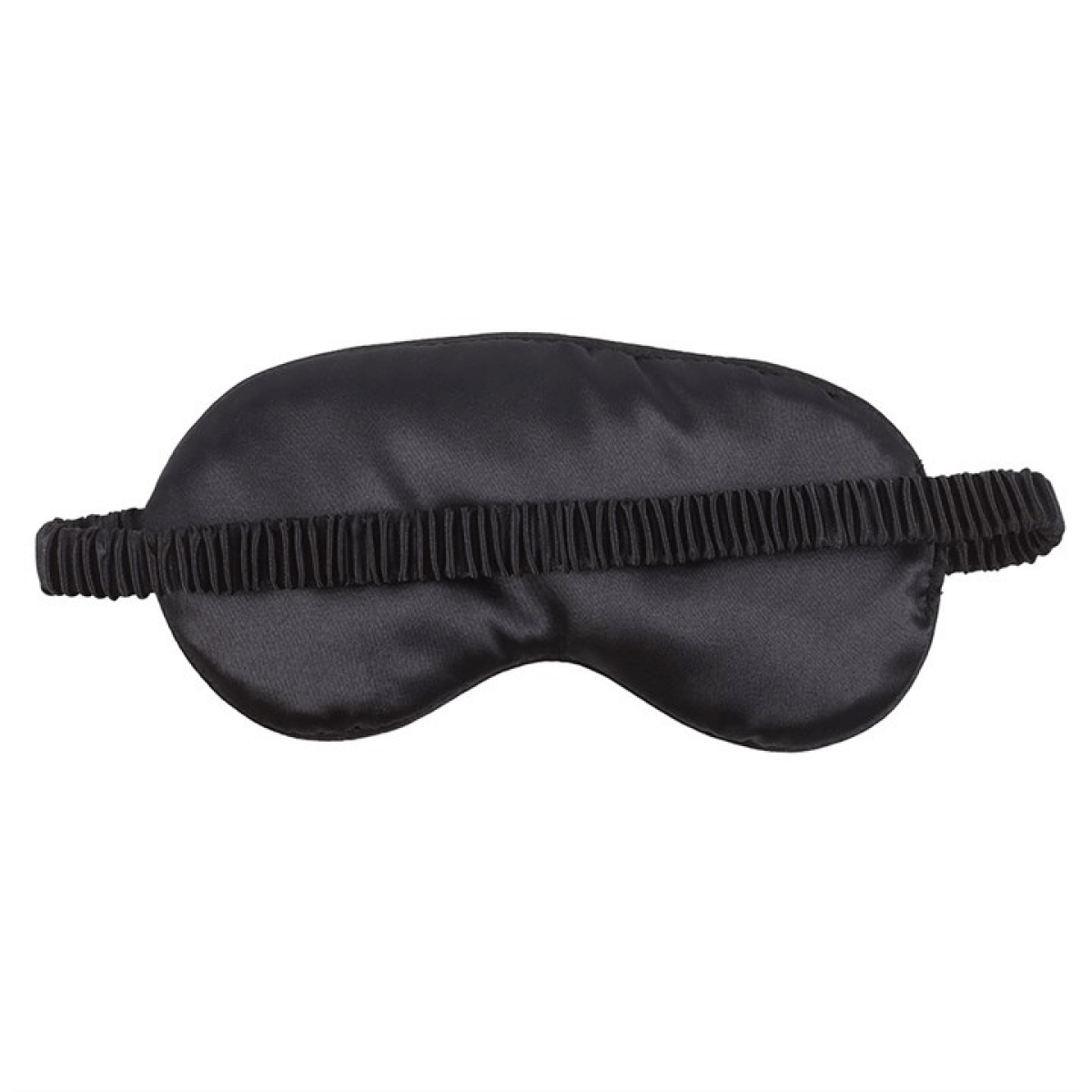 Black satin eye mask on a white background