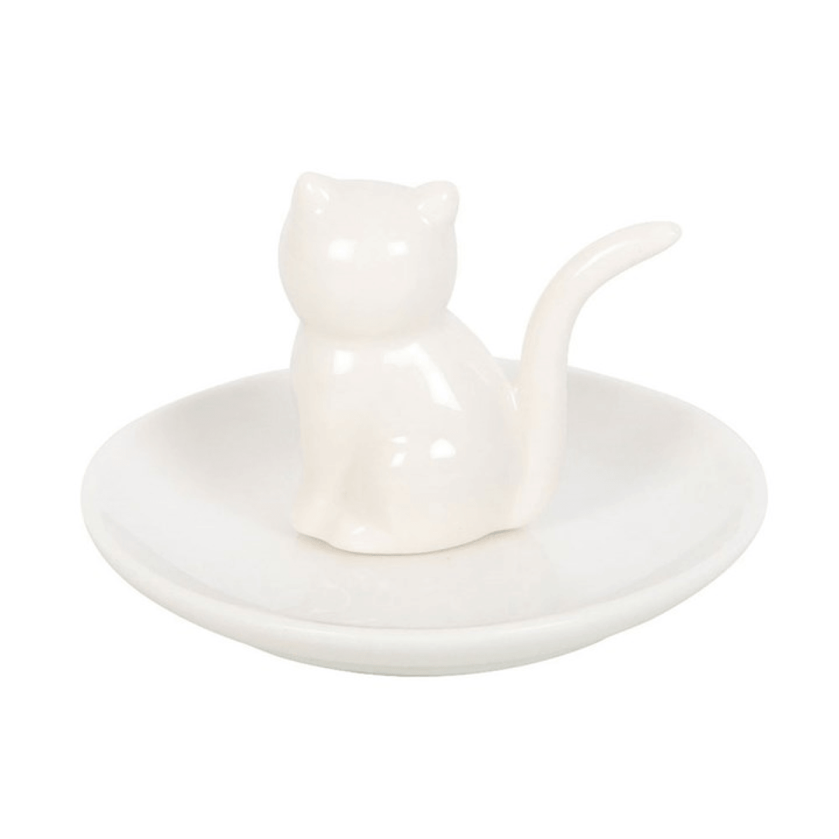 Sitting White Cat Face Trinket Dish N/A