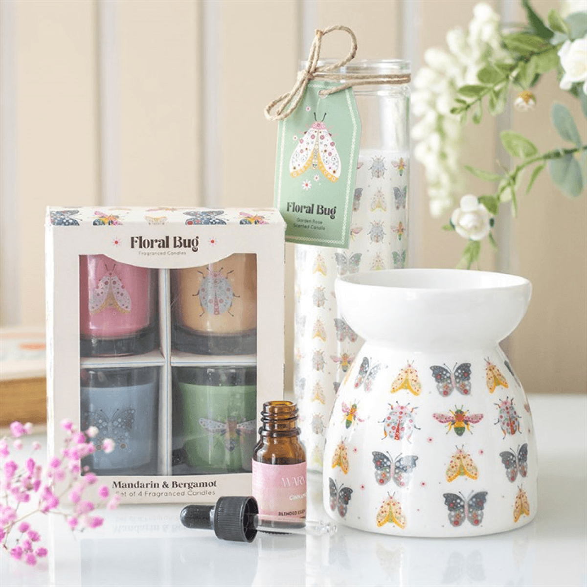 Floral Bug Garden Rose Tube Candle N/A