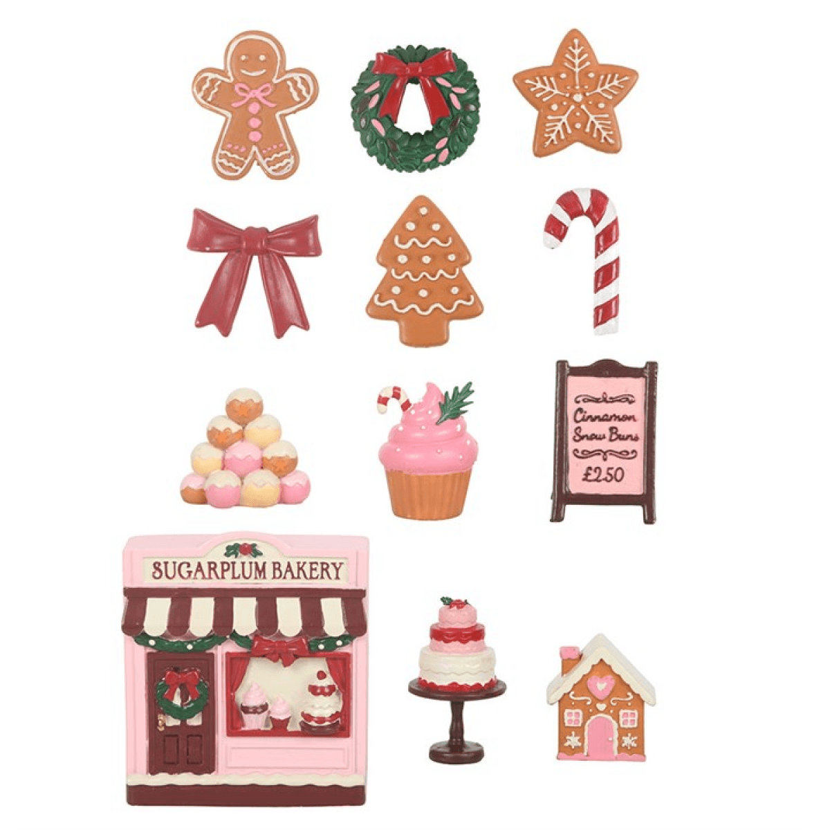 12-Day Sugarplum Bakery Scene Advent Calendar with festive figures and decorations.
