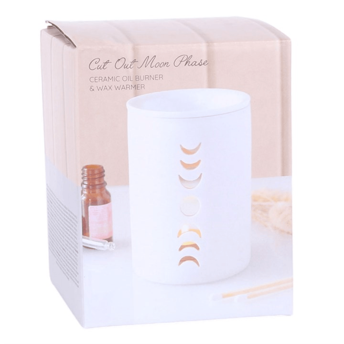 White Moon Phase Cut Out Oil Burner and Wax Warmer