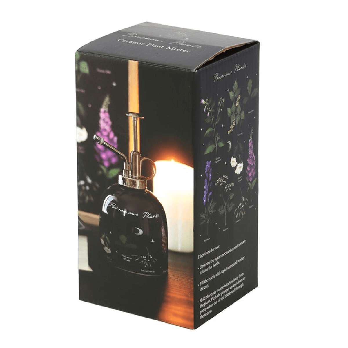 Ceramic plant mister in packaging with floral design