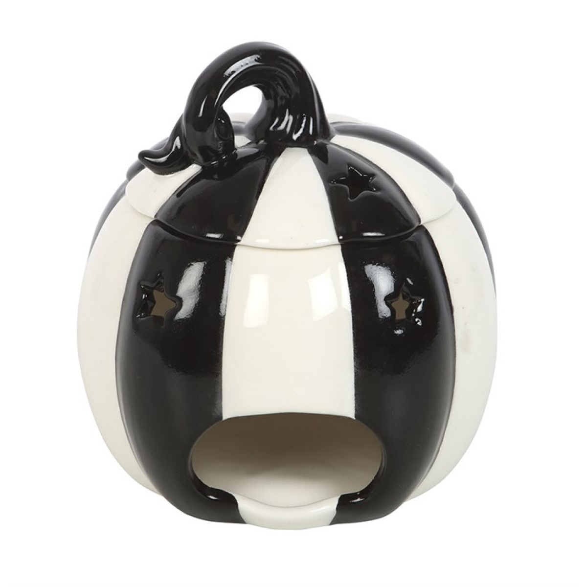 Black and White Striped Pumpkin Oil Burner N/A