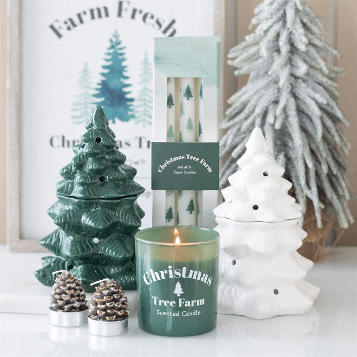 *White Fir Tree Ceramic Oil Burner and Wax Warmer(12/24) N/A