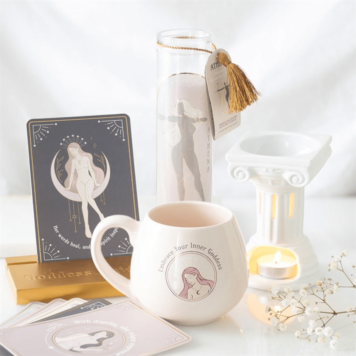 Goddess Energy Affirmation Cards with Wooden Stand N/A