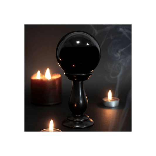 Small Black Crystal Ball on Stand
