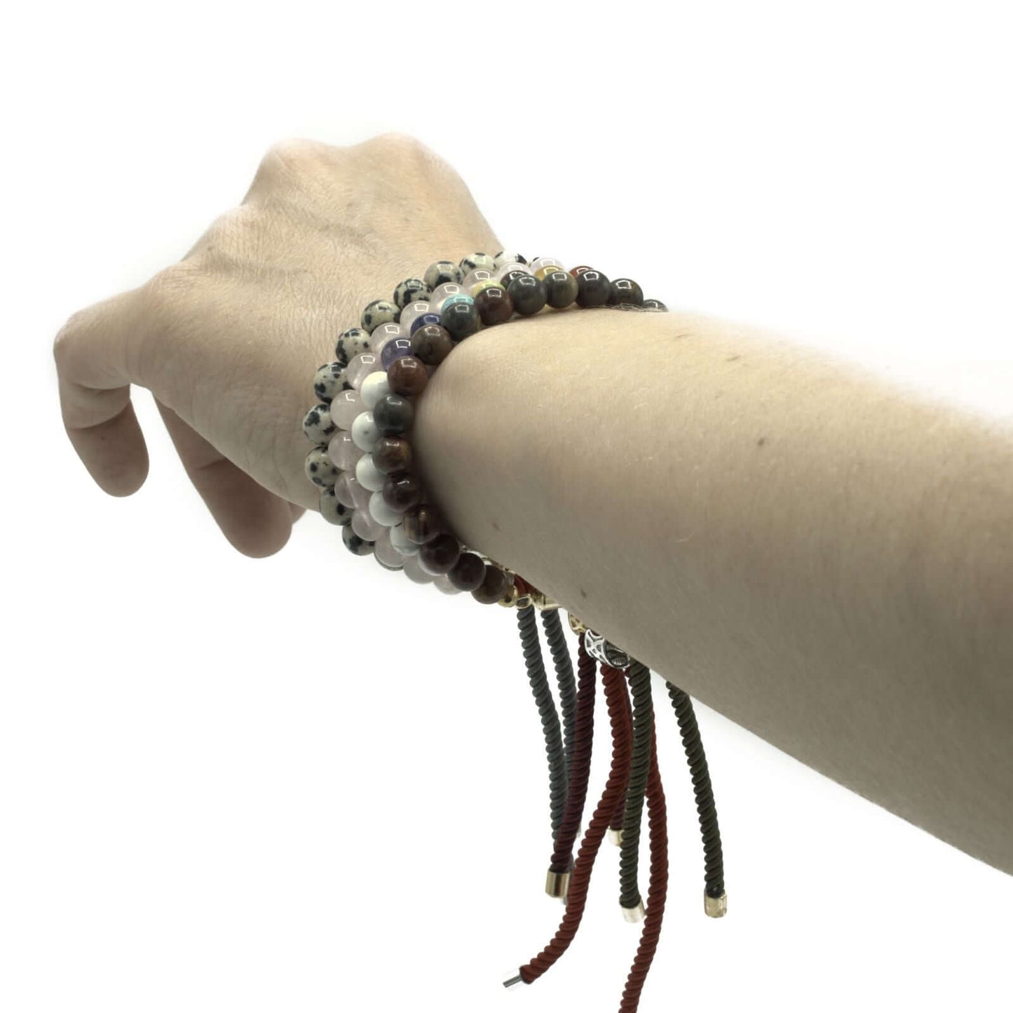 925 Silver Plated Dalmatian Jasper String Bracelet