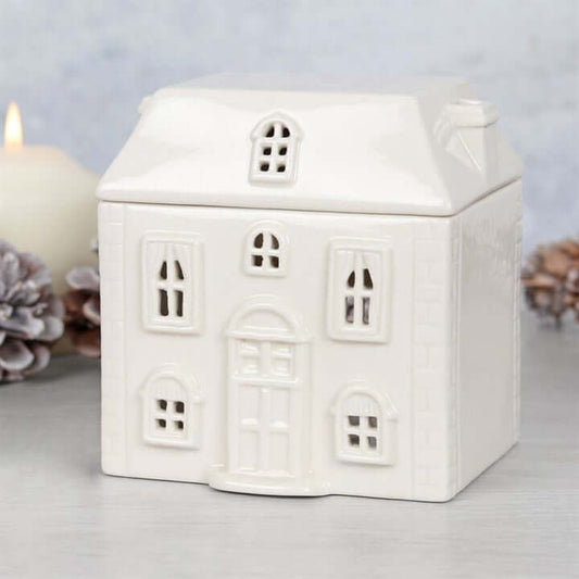 White House Ceramic Oil Burner designed for fragrant oils, perfect for creating a calming atmosphere.