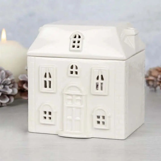 White House Ceramic Oil Burner designed for fragrant oils, perfect for creating a calming atmosphere.