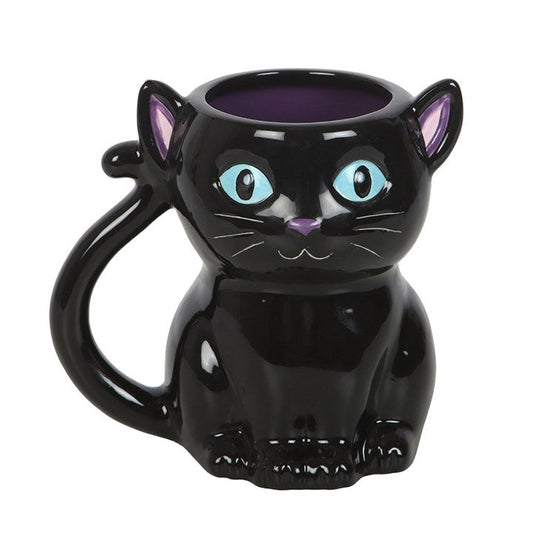 Cute & Creepy Black Cat Mug – Gothic Witchy Ceramic Cup (500ml)-Sociodigi