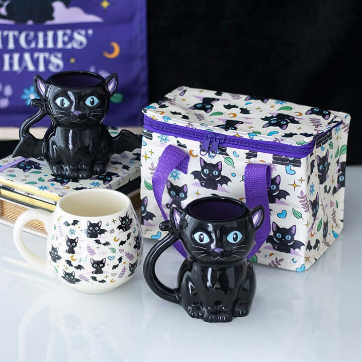 Cute & Creepy Black Cat Mug – Gothic Witchy Ceramic Cup (500ml)-Sociodigi