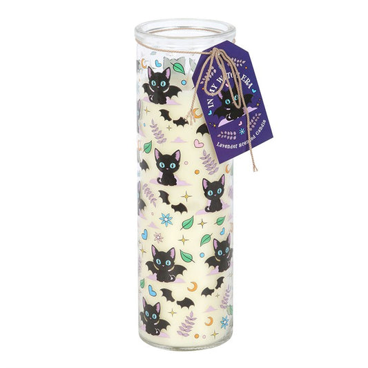 Cute and Creepy Cat Print Lavender Tube Candle N/A