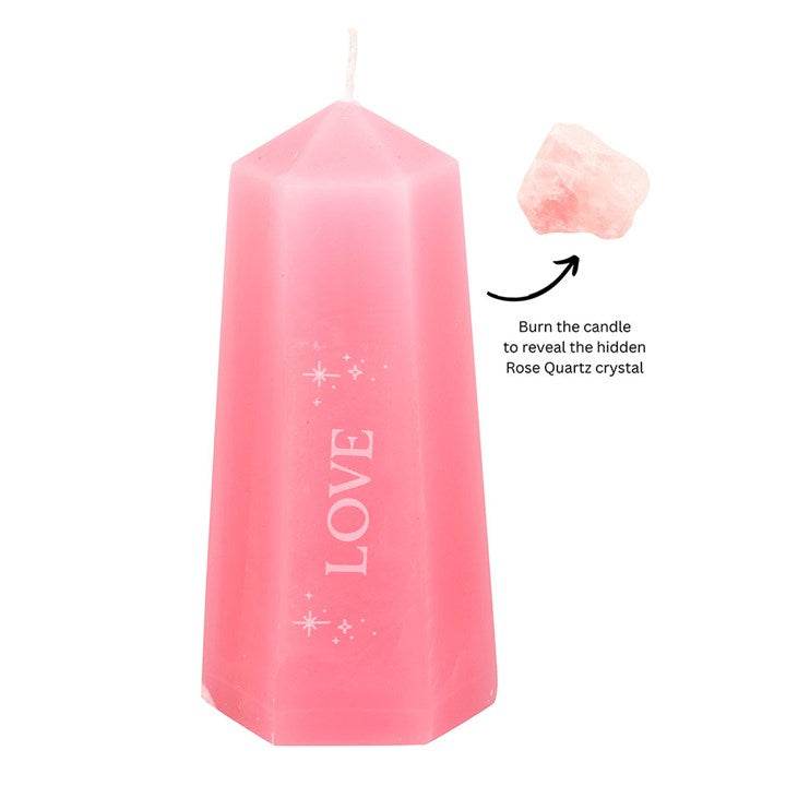 Love Crystal Candle with Rough Rose Quartz-Sociodigi