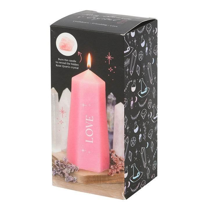 Love Crystal Candle with Rough Rose Quartz-Sociodigi