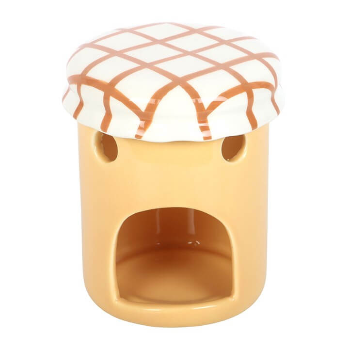 Ceramic Peanut Butter Jar Oil Burner And Wax Warmer With Kawaii Face Tealight