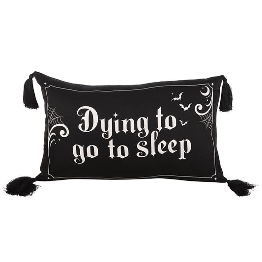 Dying to Go to Sleep Satin Cushion – Girly Goth Decorative Pillow-Sociodigi