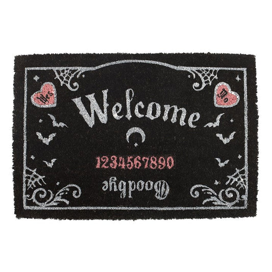 Pink and Black Talking Board Coir Doormat – Gothic Home Entrance Décor-Sociodigi