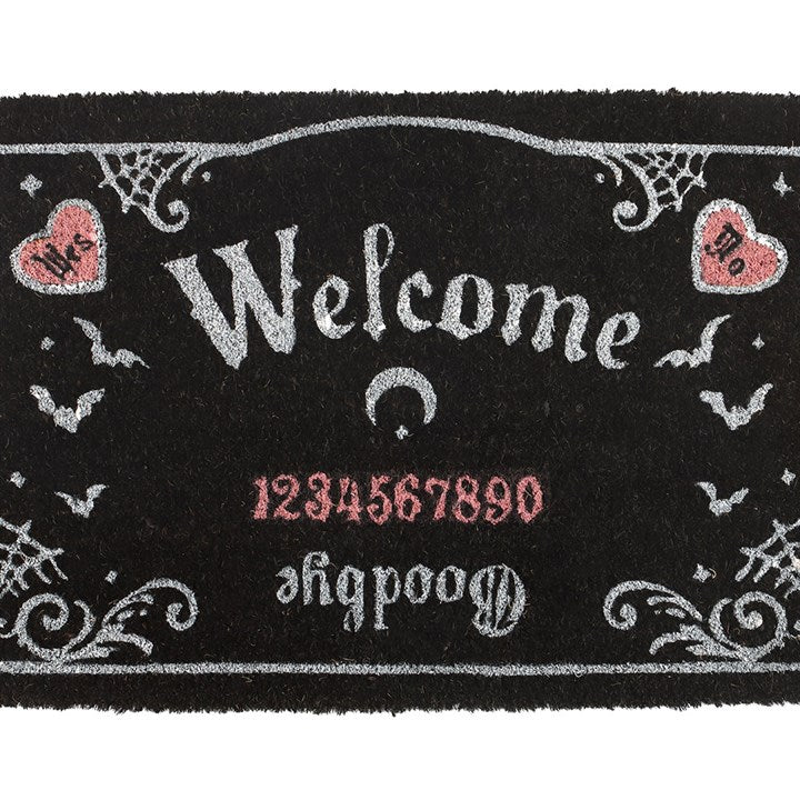 Pink and Black Talking Board Coir Doormat – Gothic Home Entrance Décor-Sociodigi