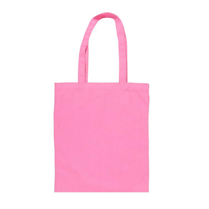 Pink tote bag with two handles, perfect for everyday use and stylish carrying.