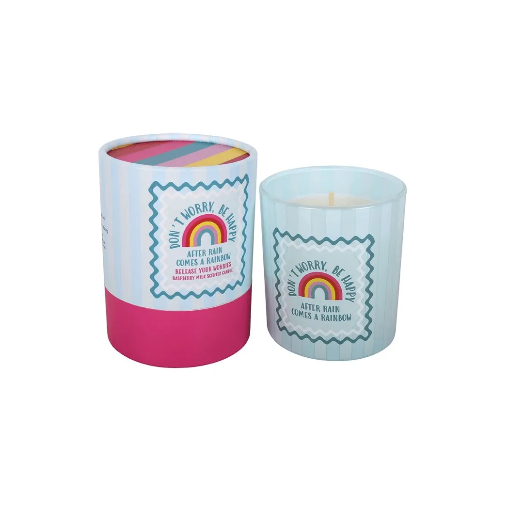 Don't Worry Be Happy Raspberry Milk Scented Candle