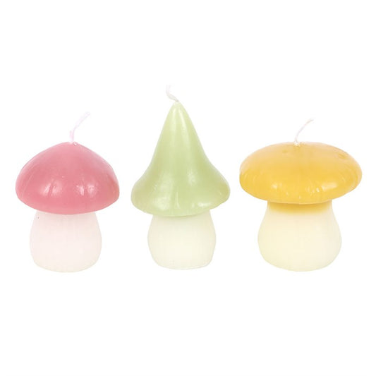 Set of 3 Pastel Mushroom Candles – Whimsical Fairy Tale Décor-Sociodigi