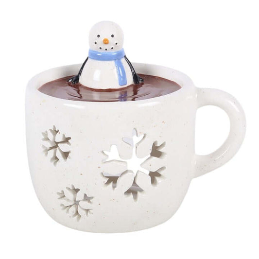Snowman Hot Chocolate Oil Burner and Wax Warmer for cozy winter ambiance.