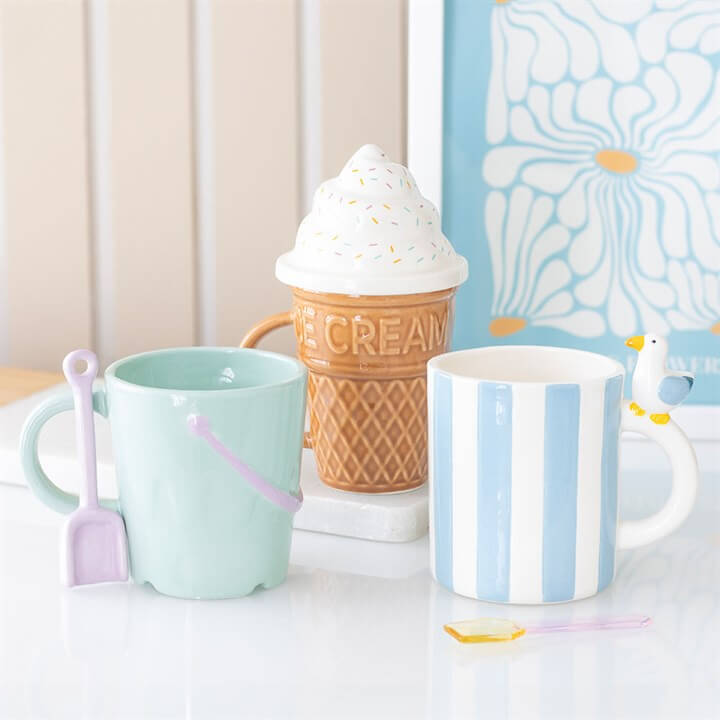 Striped Mug with Seagull N/A