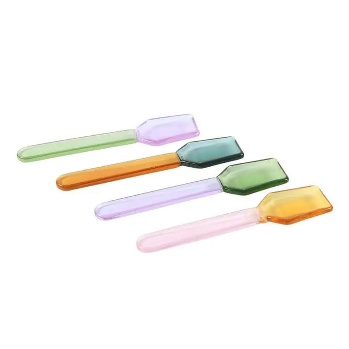 Set of 4 Pastel Glass Dessert Spoons N/A