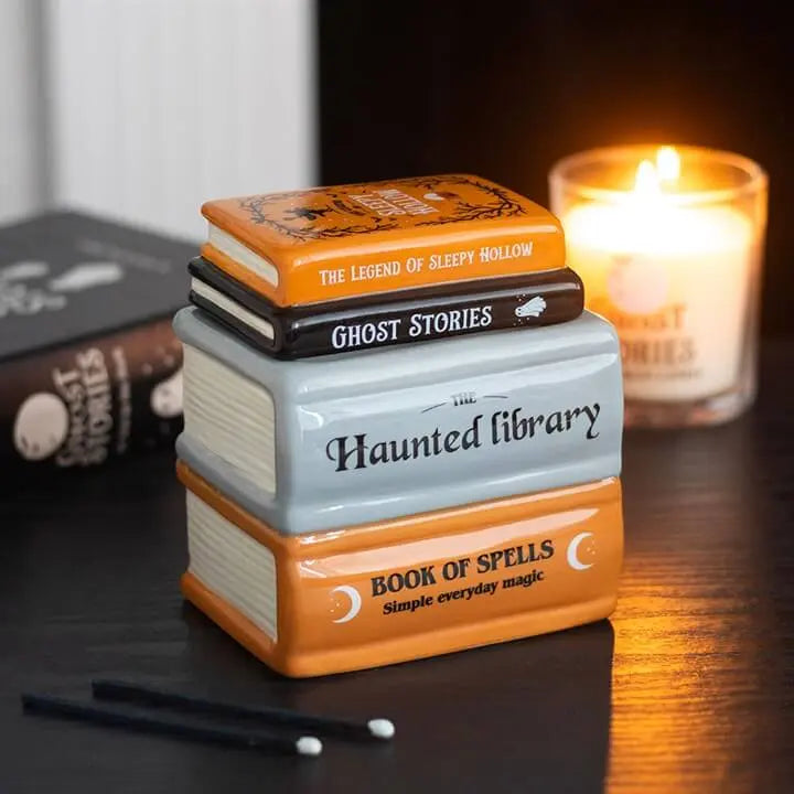 Haunted Library Book Stack Oil Burner and Wax Warmer